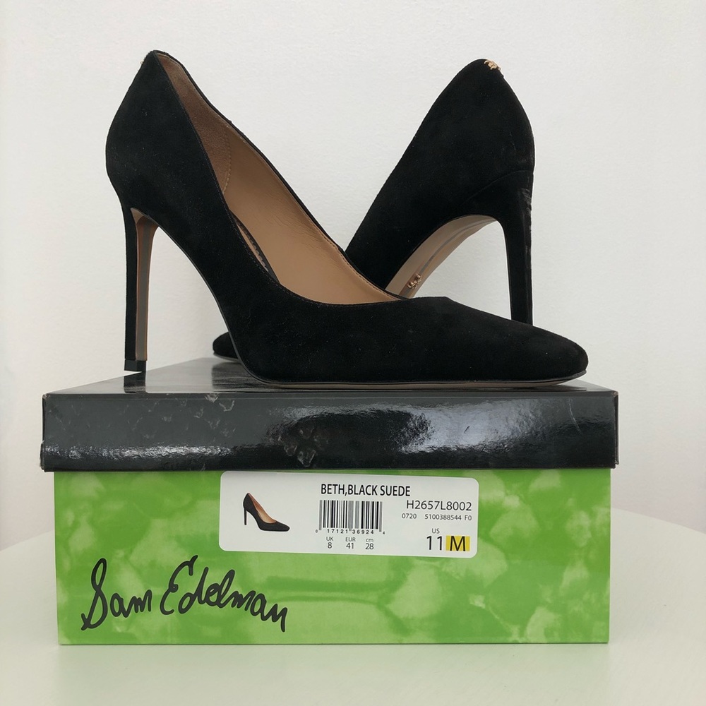 Sam Edelman Beth Black Suede Heel Pumps Size 11